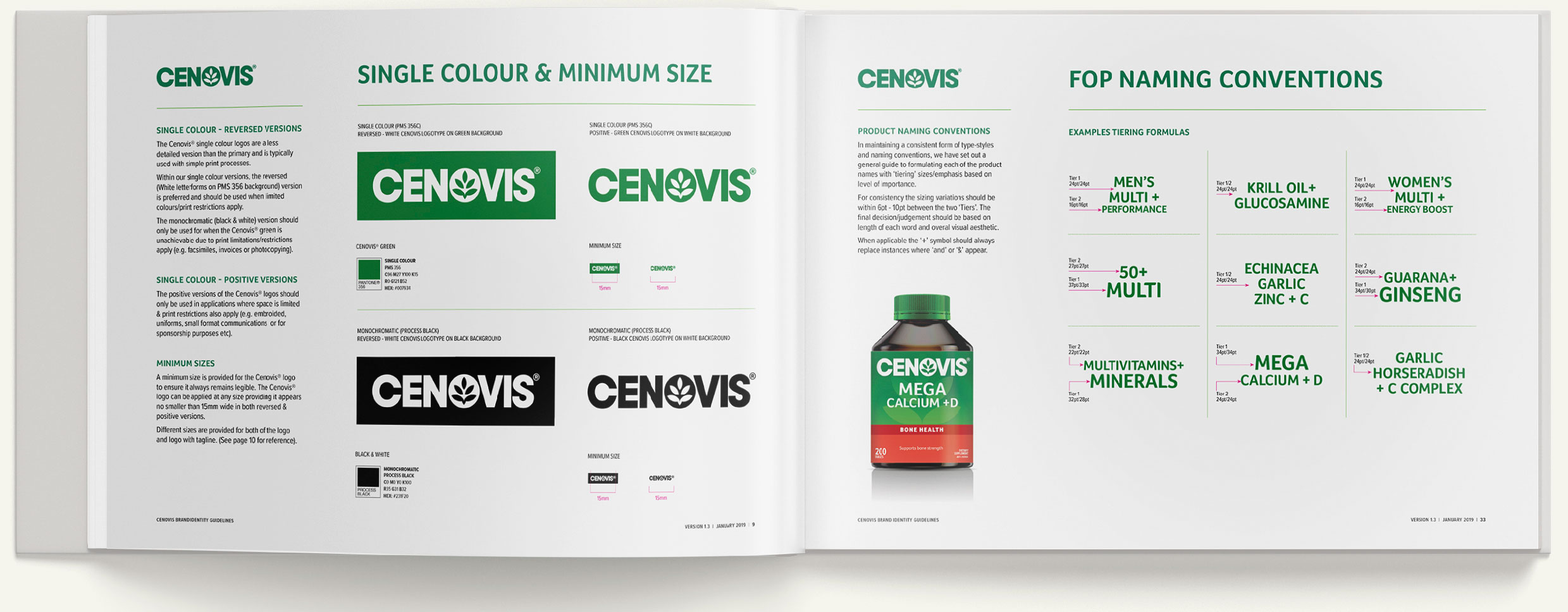 Cenovis brand book spread two