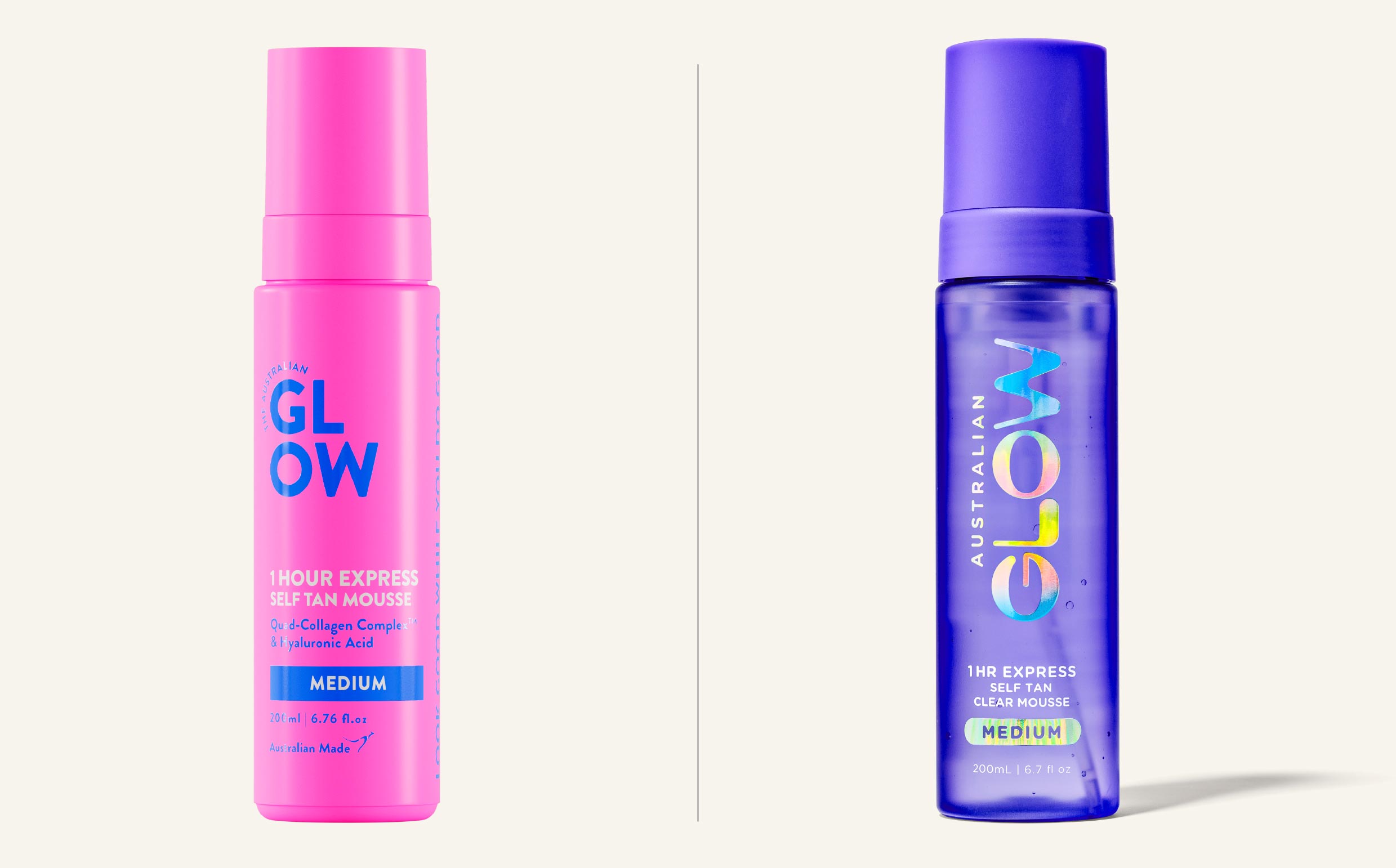 Australian Glow packaging, before and after
