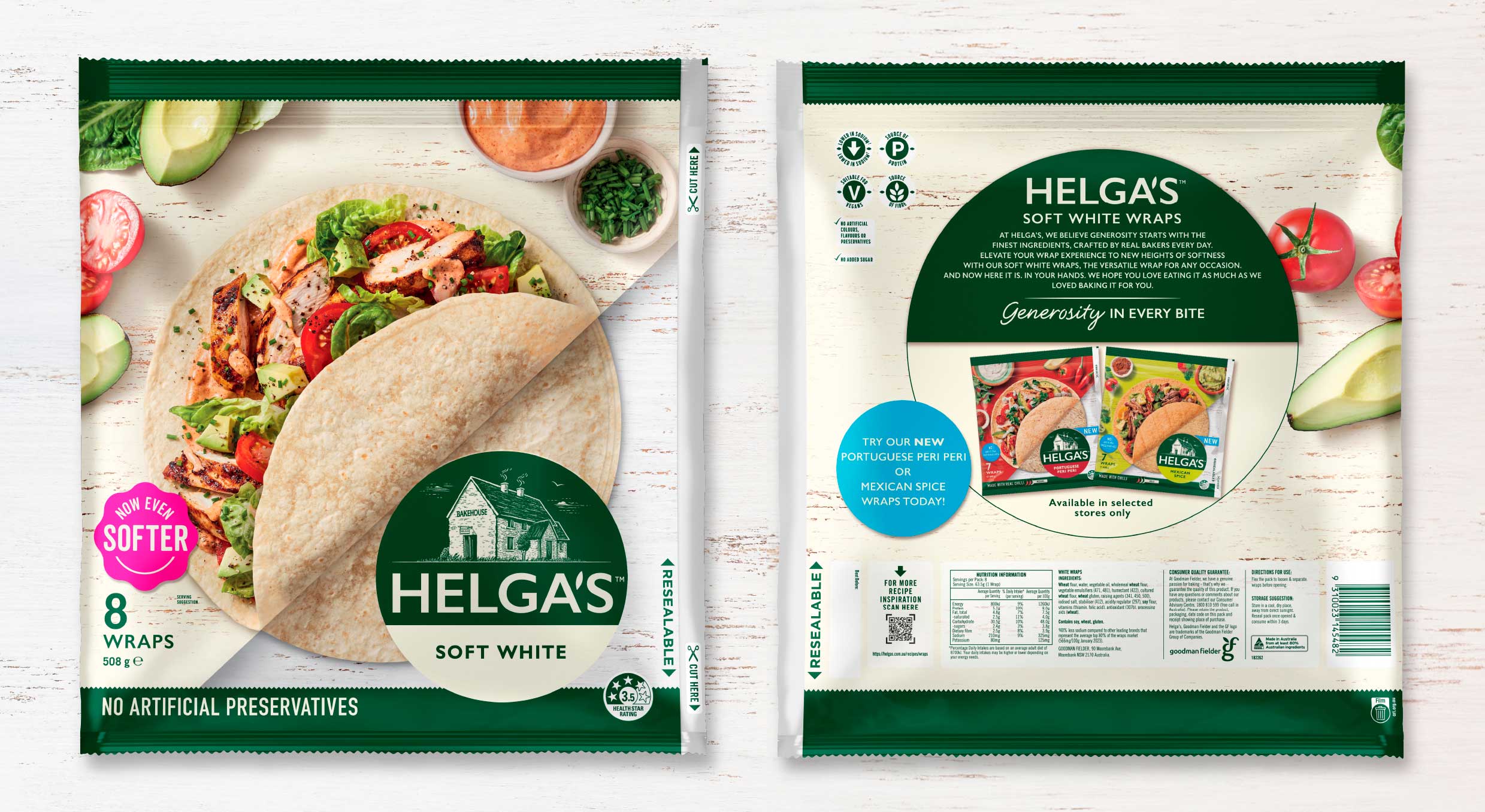 Helga's Bakehouse Wraps and International Breads range