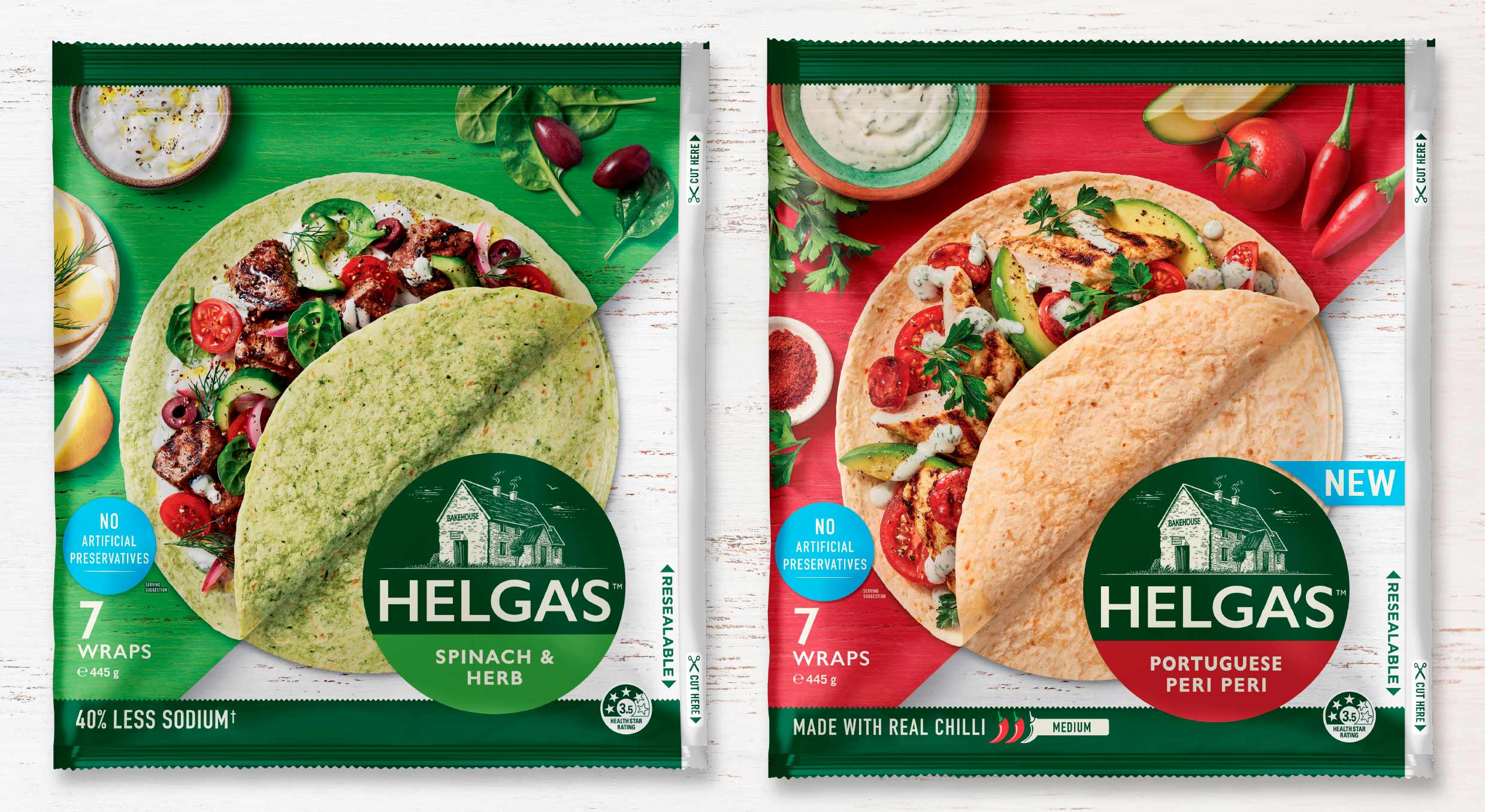 Helga's Bakehouse Wraps packaging